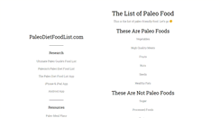 Desktop Screenshot of paleodietfoodlist.com