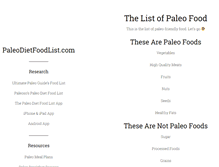 Tablet Screenshot of paleodietfoodlist.com
